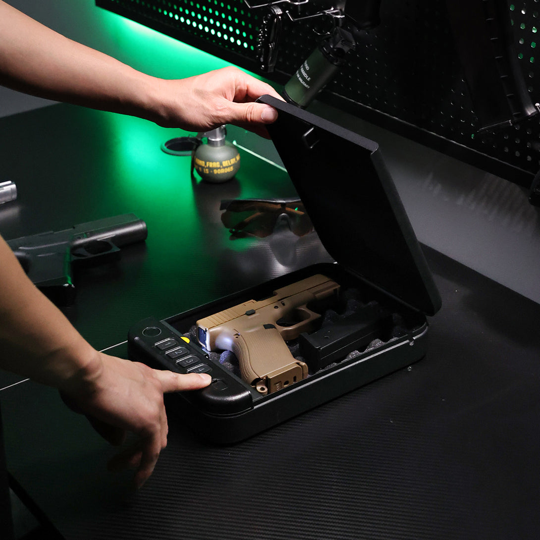 SF0301-Pistol-gun-safe-lockbox-portable-box-fingerprint-app-access-use