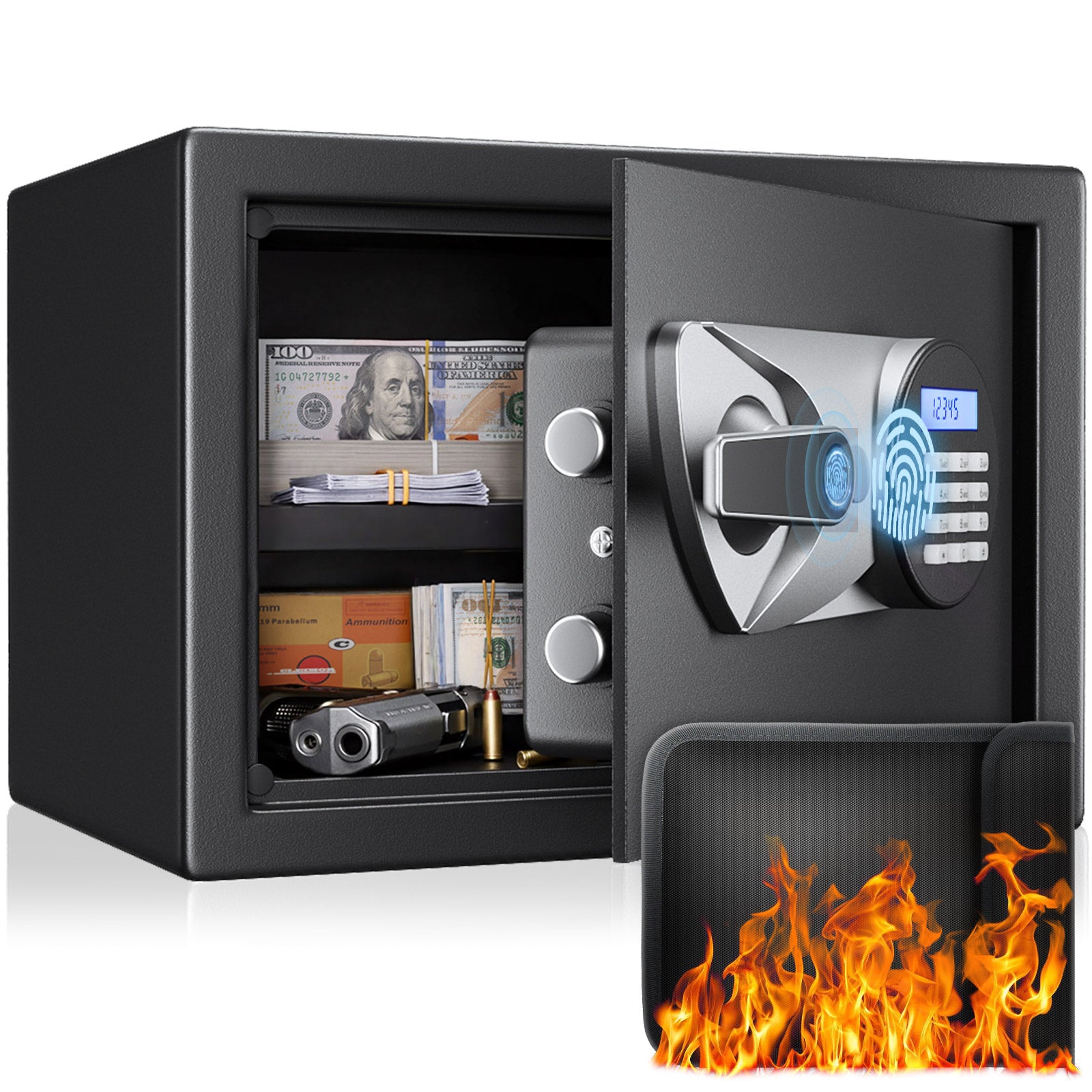 SF0602 Home Safe, 1.0 Cu Ft Fingerprint Alloy Steel Lock