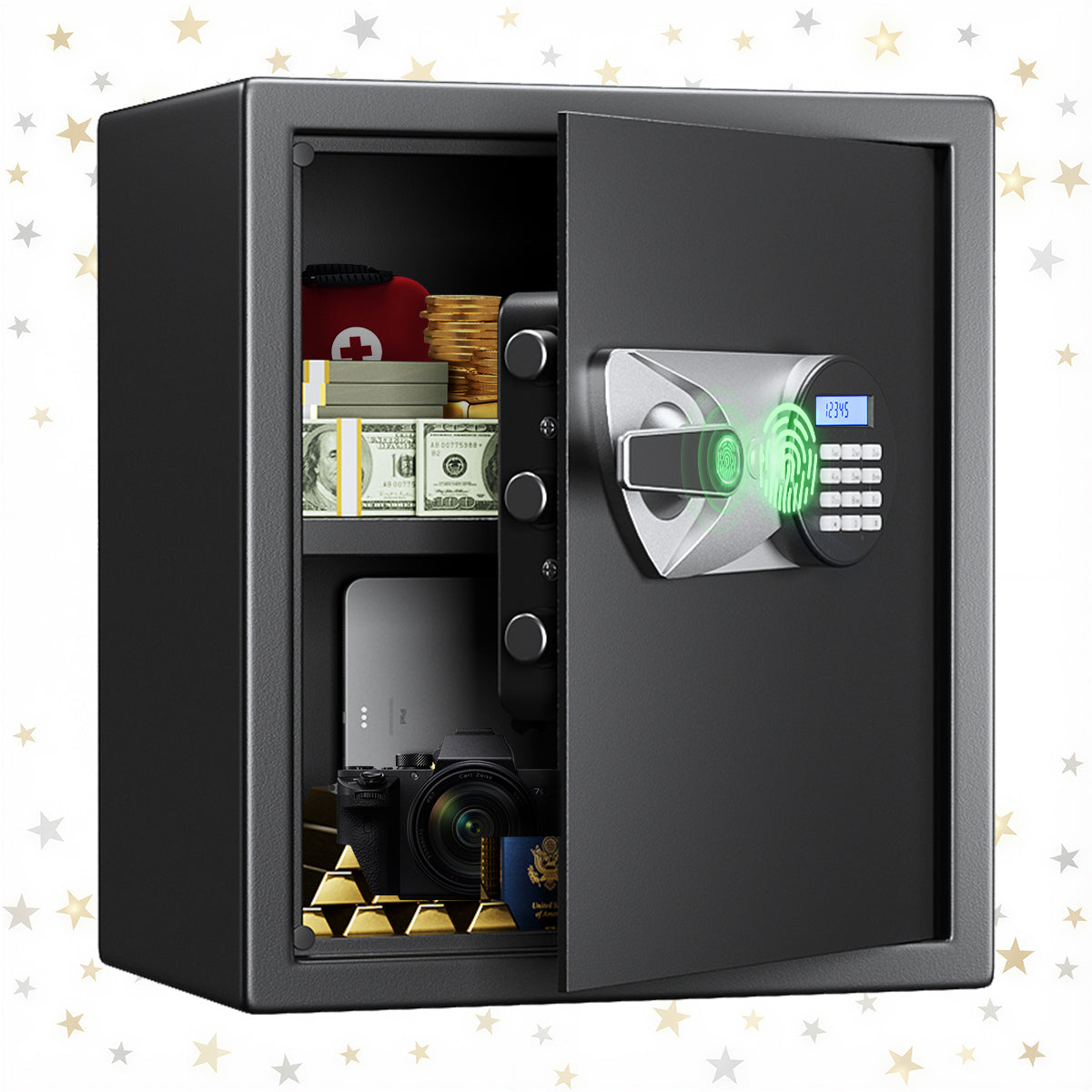 Home Safe, 1.5 Cu Ft Fingerprint Quick Access - Blacksmith