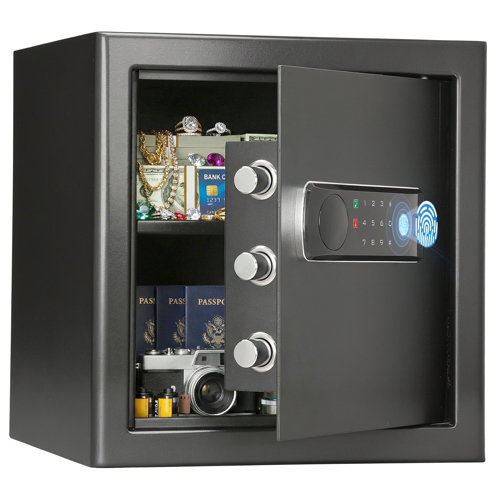 SF0703 Home Safe, 1.5 Cu Ft Hidden Knob Fingerprint - Blacksmith
