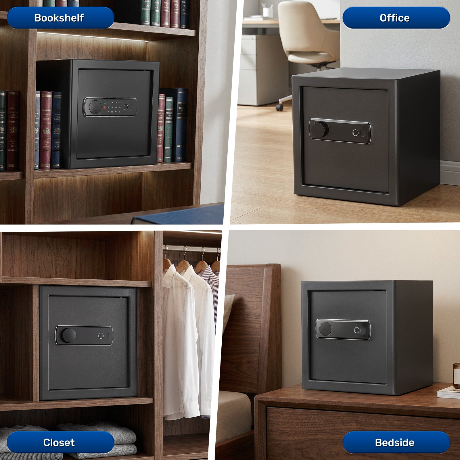 SF0703 Home Safe, 1.5 Cu Ft Hidden Knob Fingerprint - Blacksmith