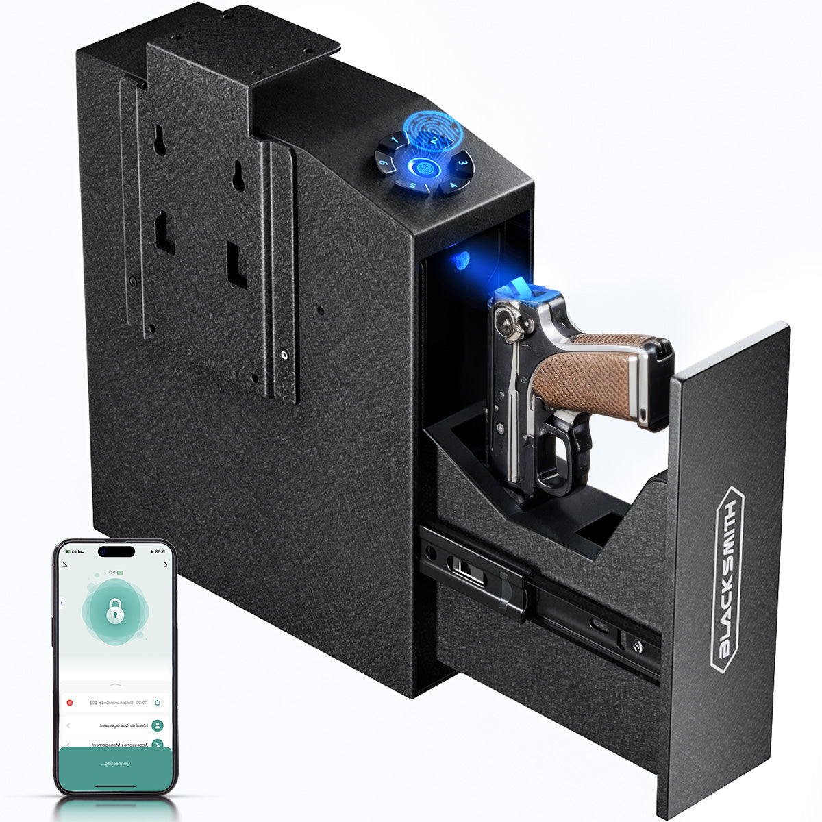 SF0203 Pro Pistol Safe, Slider Fingerprint APP Quick Access