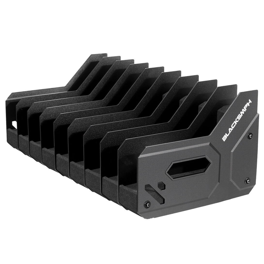gm-series-pistol-rack-large-soft-foam-handgun-organizer-9-gun-front-view
