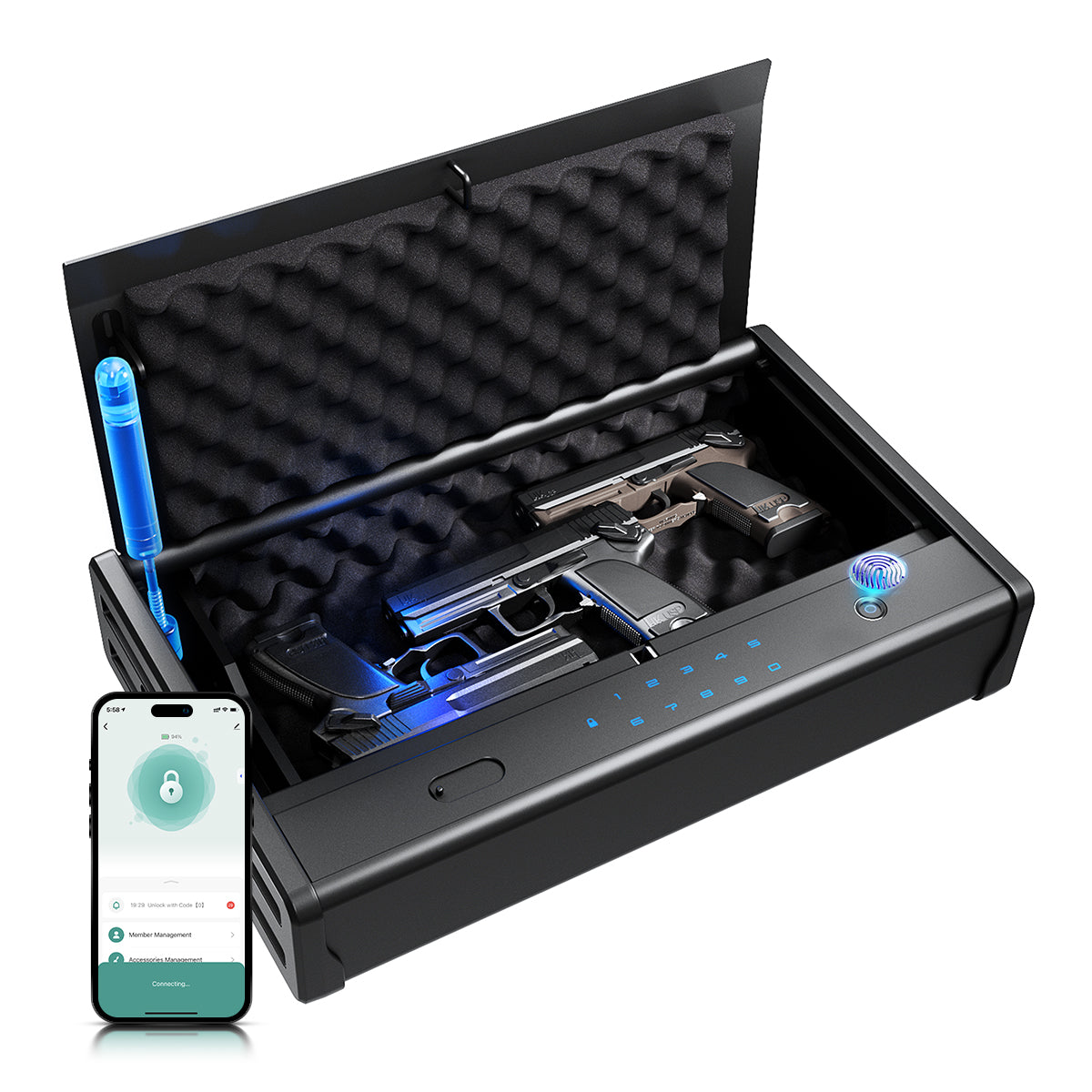 SF0201 Max Pistols Safe 3 Gun Box Fingerprints APP
