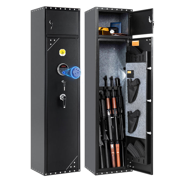 SF0107 Rifle Safe, 6 Long Gun Cabinet Fingerprints Separate Lockbox