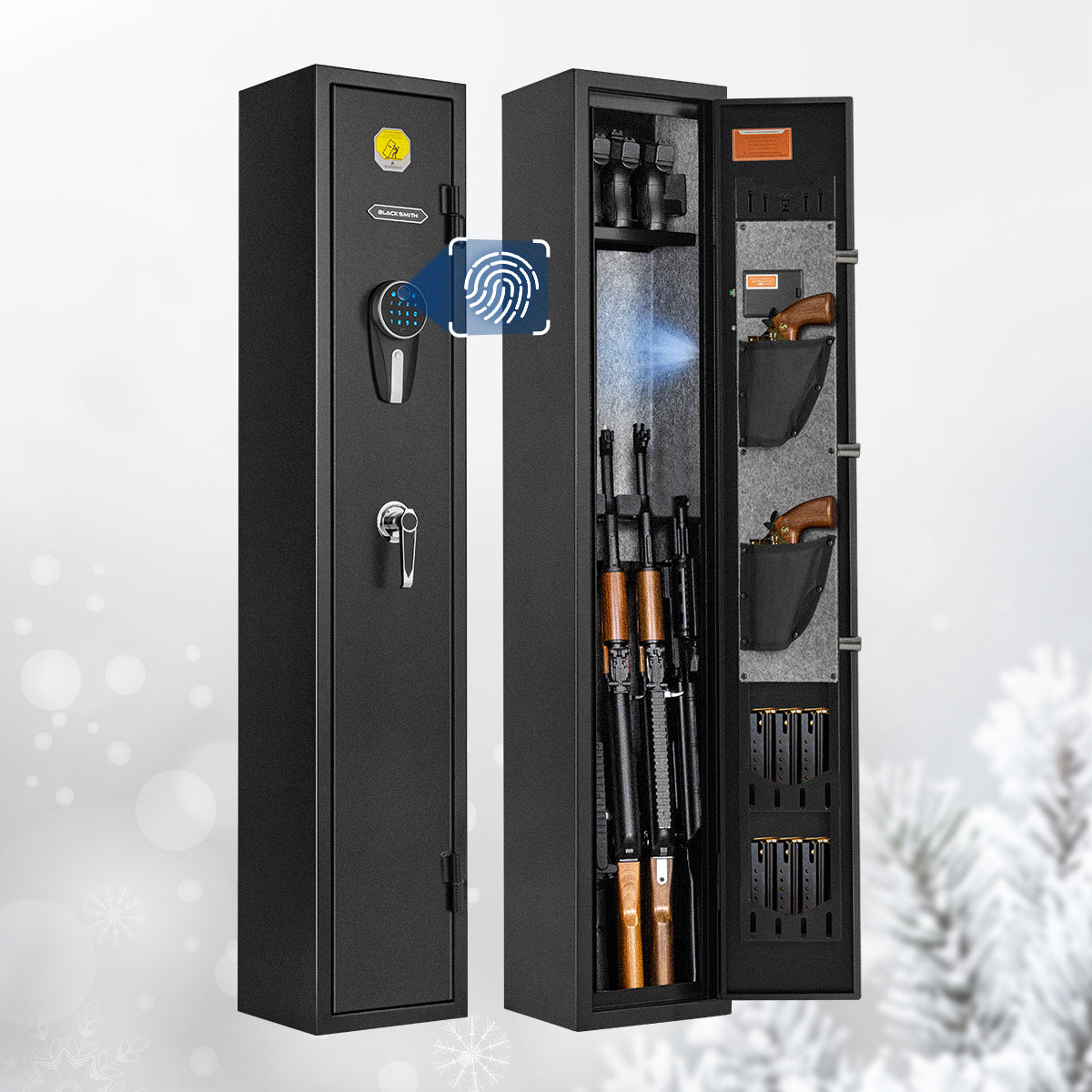 Fashion Rifle Safe Pro-SF0103 Rifle Safe, 3 Long Gun Fingerprints- Blacksmith