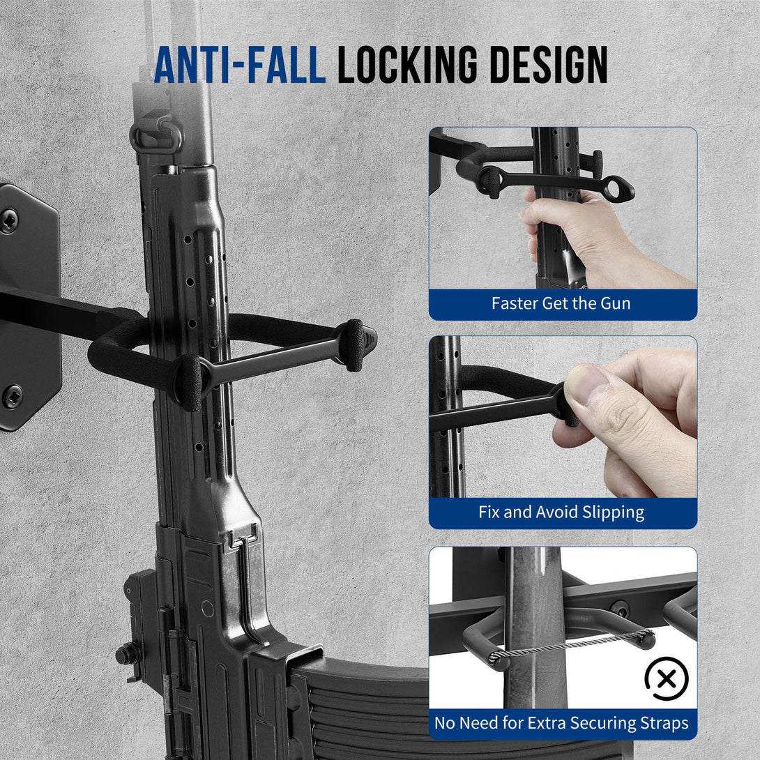 rifle-racks-wall-mounted-long-gun-220-lbs-load-adjustable-1-gun-anti-fall-locking-design