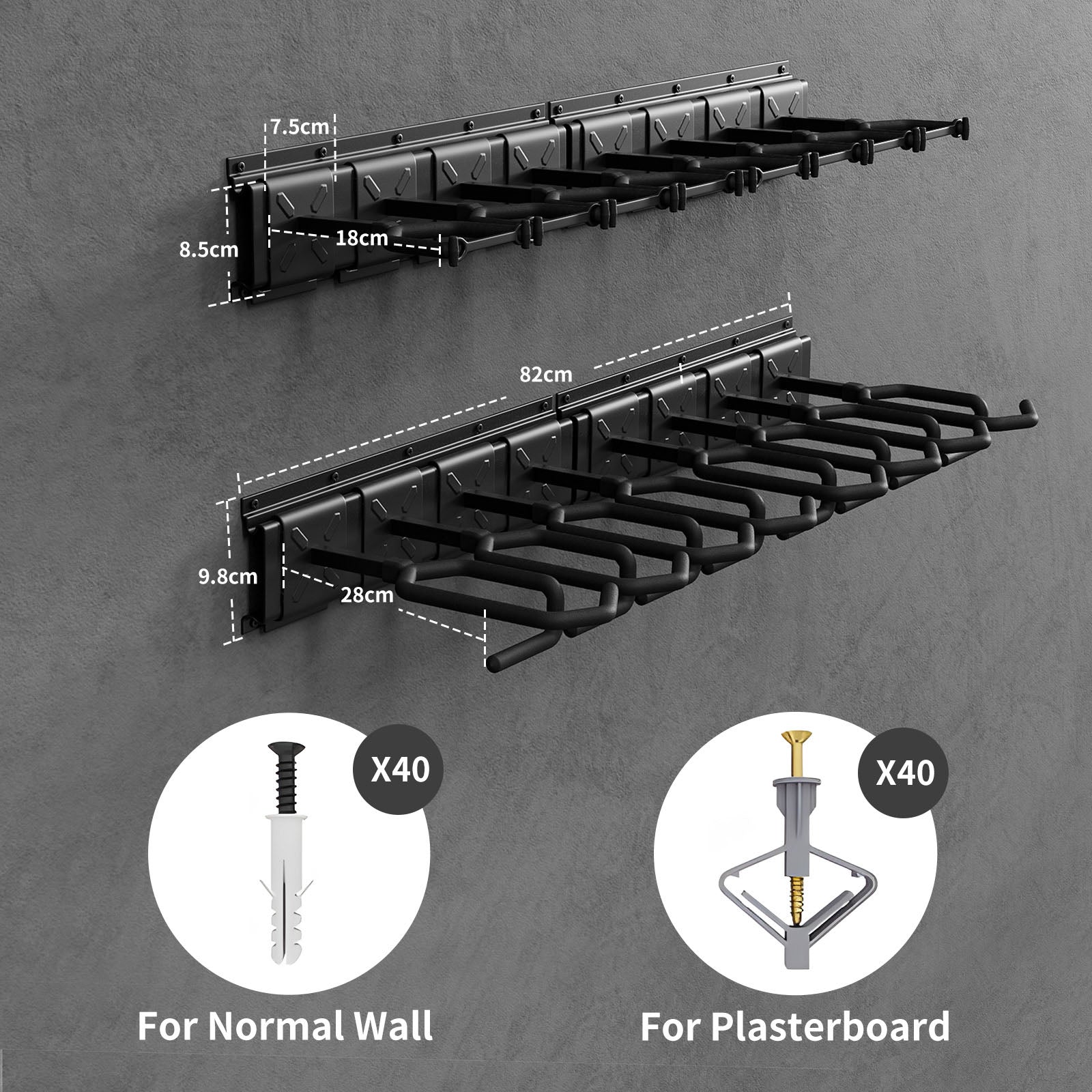 Riful Rack Steel Rack Rifle Racks Wall Mounted, 220 Lbs Load Adjustable - Blacksmith