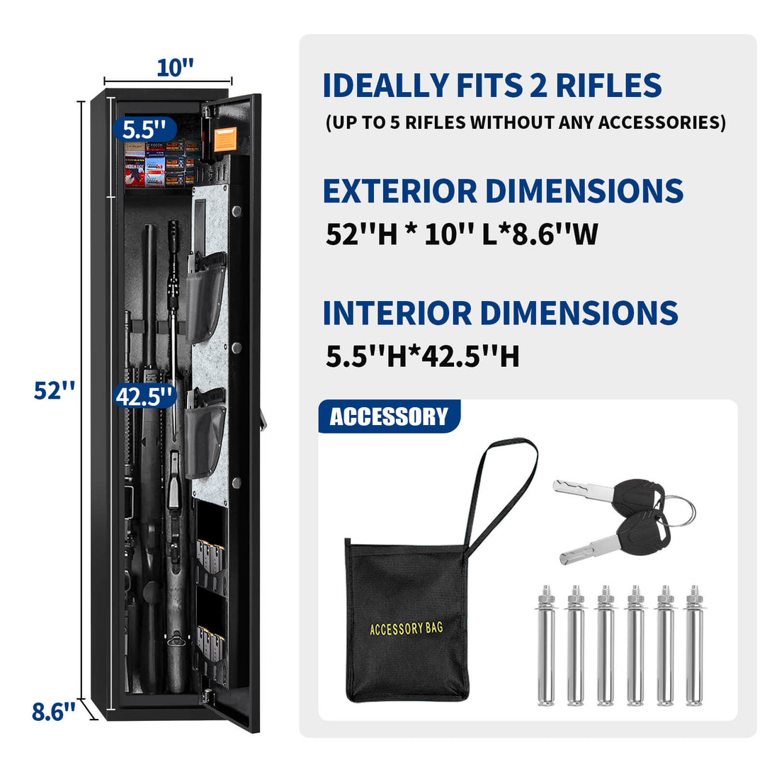 Three Rifle Gun Safe SE0103 Rifle Safe, 3 Long with Digital Lock - Blacksmith