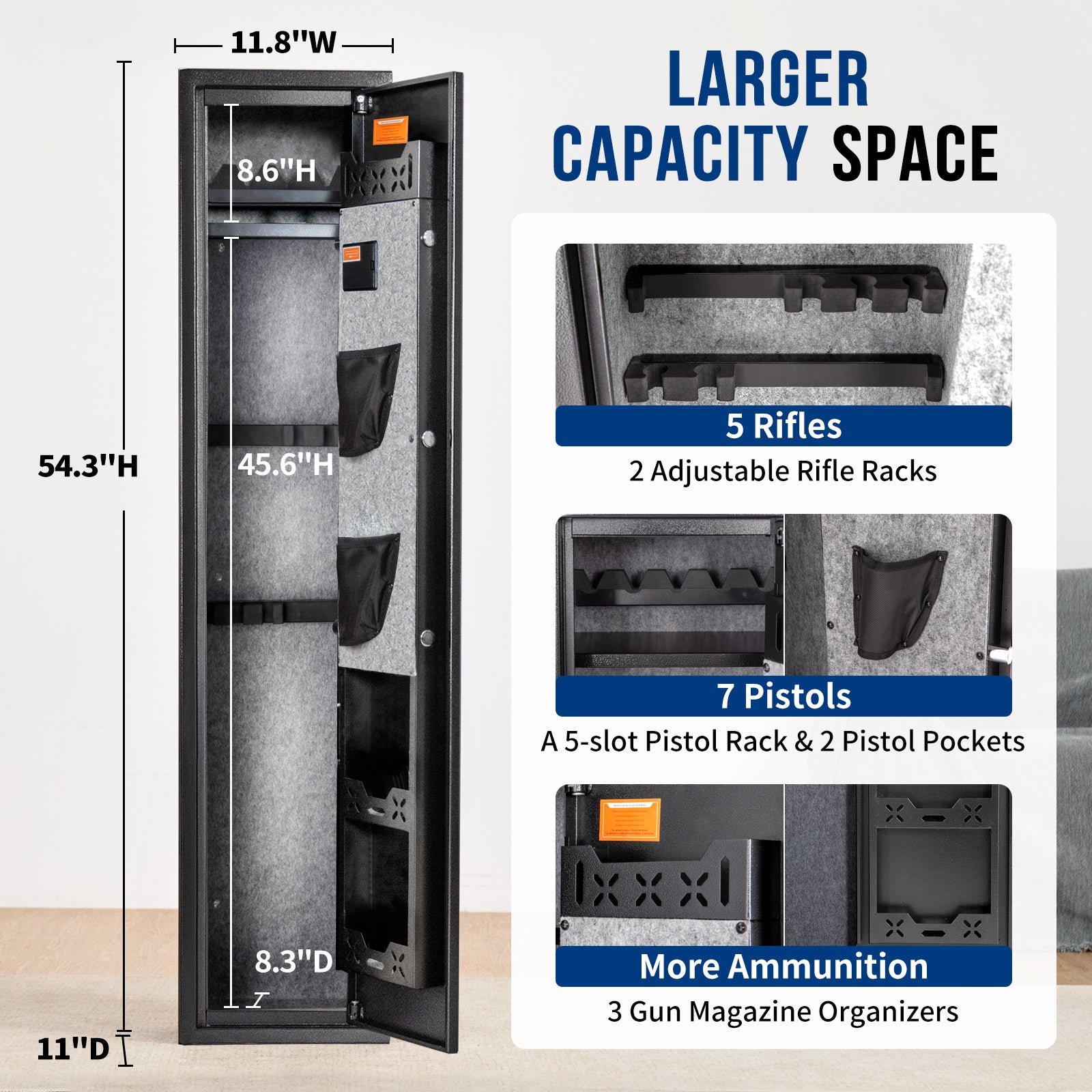 Empty Rifle Safe Inside SE0104 Rifle Safe, 5 Long with Digital Panel - Blacksmith