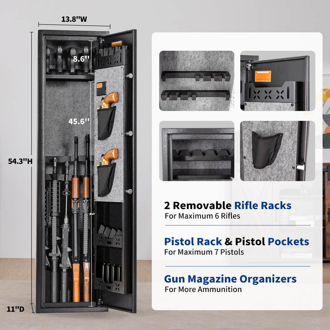 Hidden 6 Rifle Safe SE0106 Rifle Safe, 6 Long Gun Digital Panel - Blacksmith