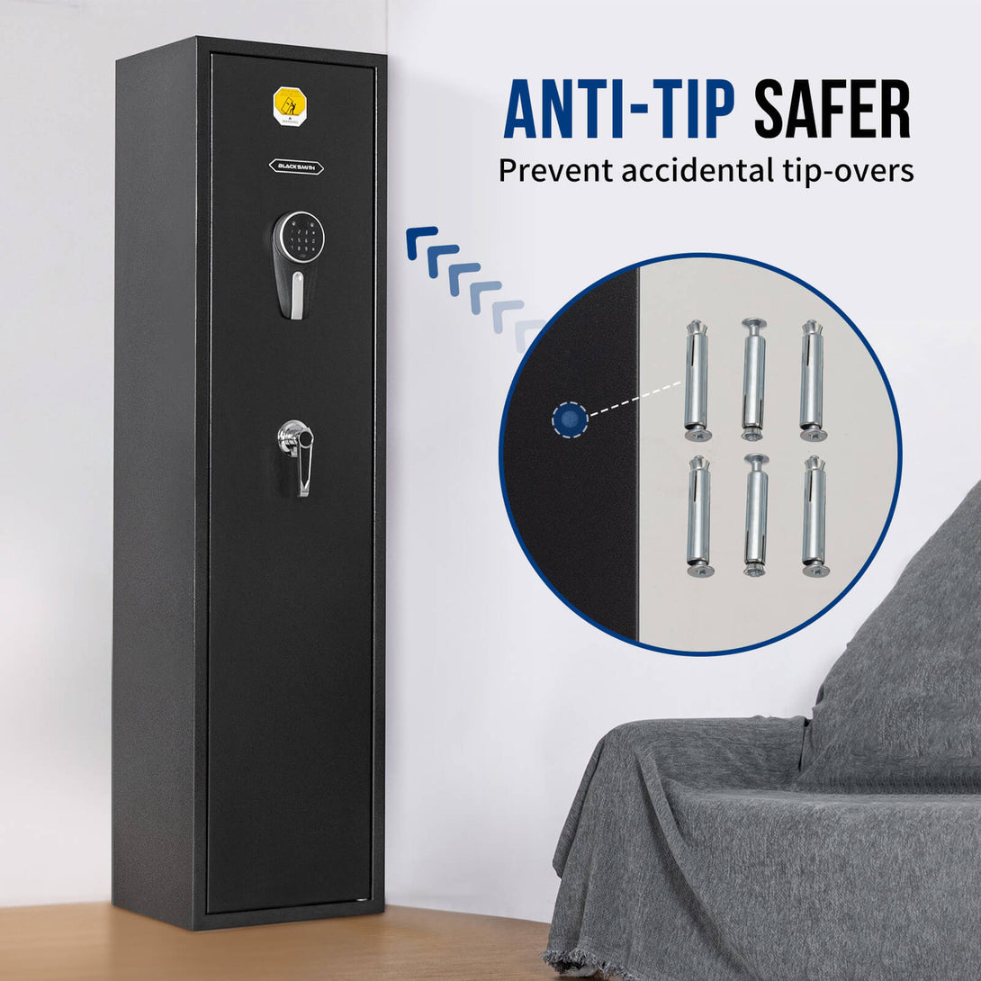 Standing 6 Rifle Safe SE0106 Rifle Safe, 6 Long Gun Digital Panel - Blacksmith