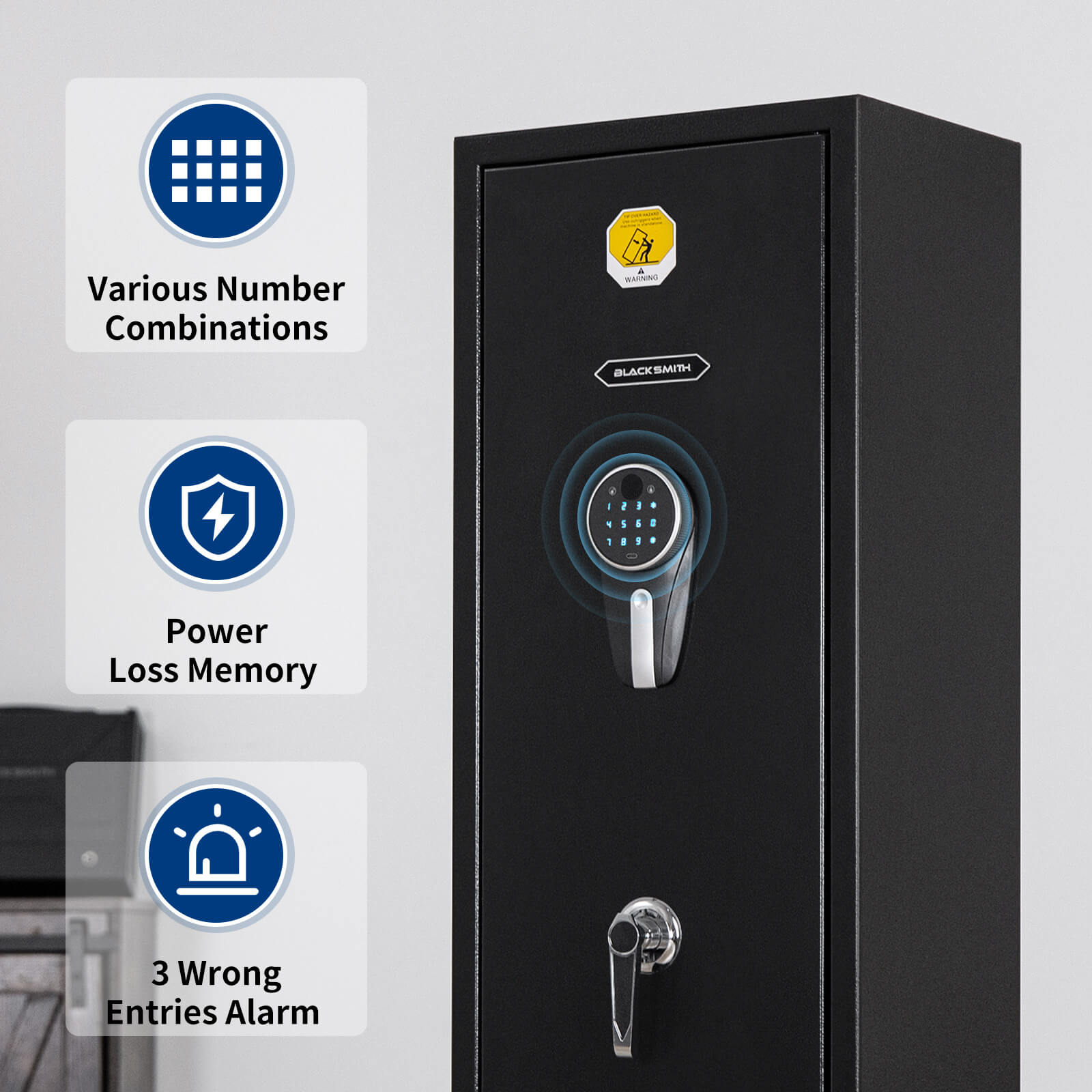 Standing 6 Rifle Safe SE0106 Rifle Safe, 6 Long Gun Digital Panel - Blacksmith