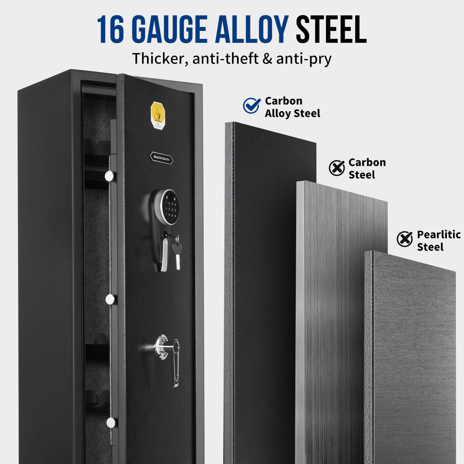 Standing 6 Rifle Safe SE0106 Rifle Safe, 6 Long Gun Digital Panel - Blacksmith