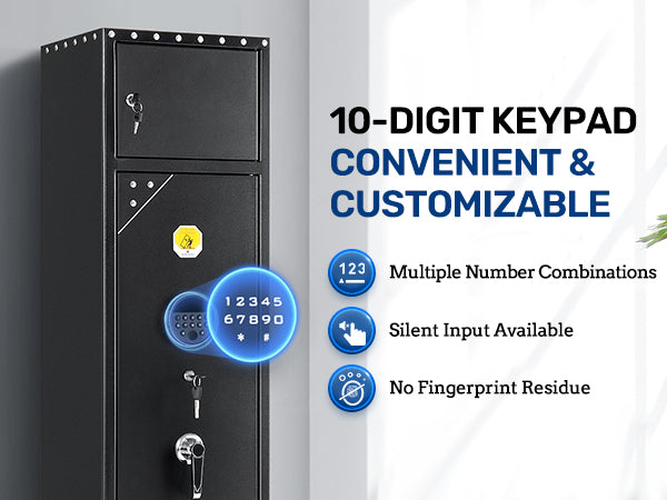 SE0107 Rifle Safe, 6 Long Gun Keypad Separate Lockbox - Blacksmith