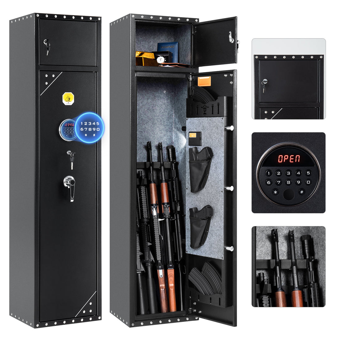 rifle-safe-6-long-gun-cabinet-keypad-separate-lockbox-front-view