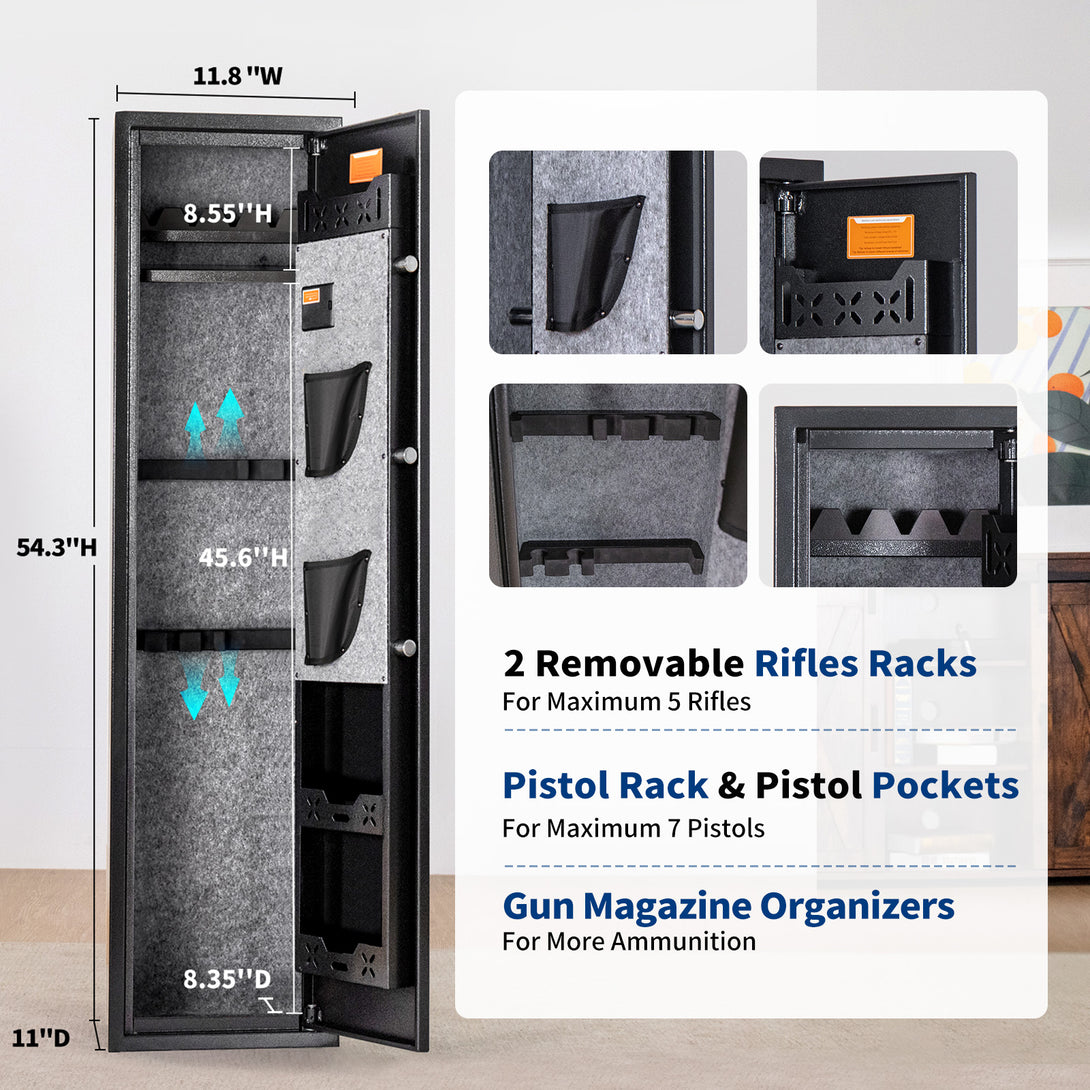 Safety Click Rifle SF0104 Rifle Safe, 5 Long Gun Cabinet Fingerprints - Blacksmith