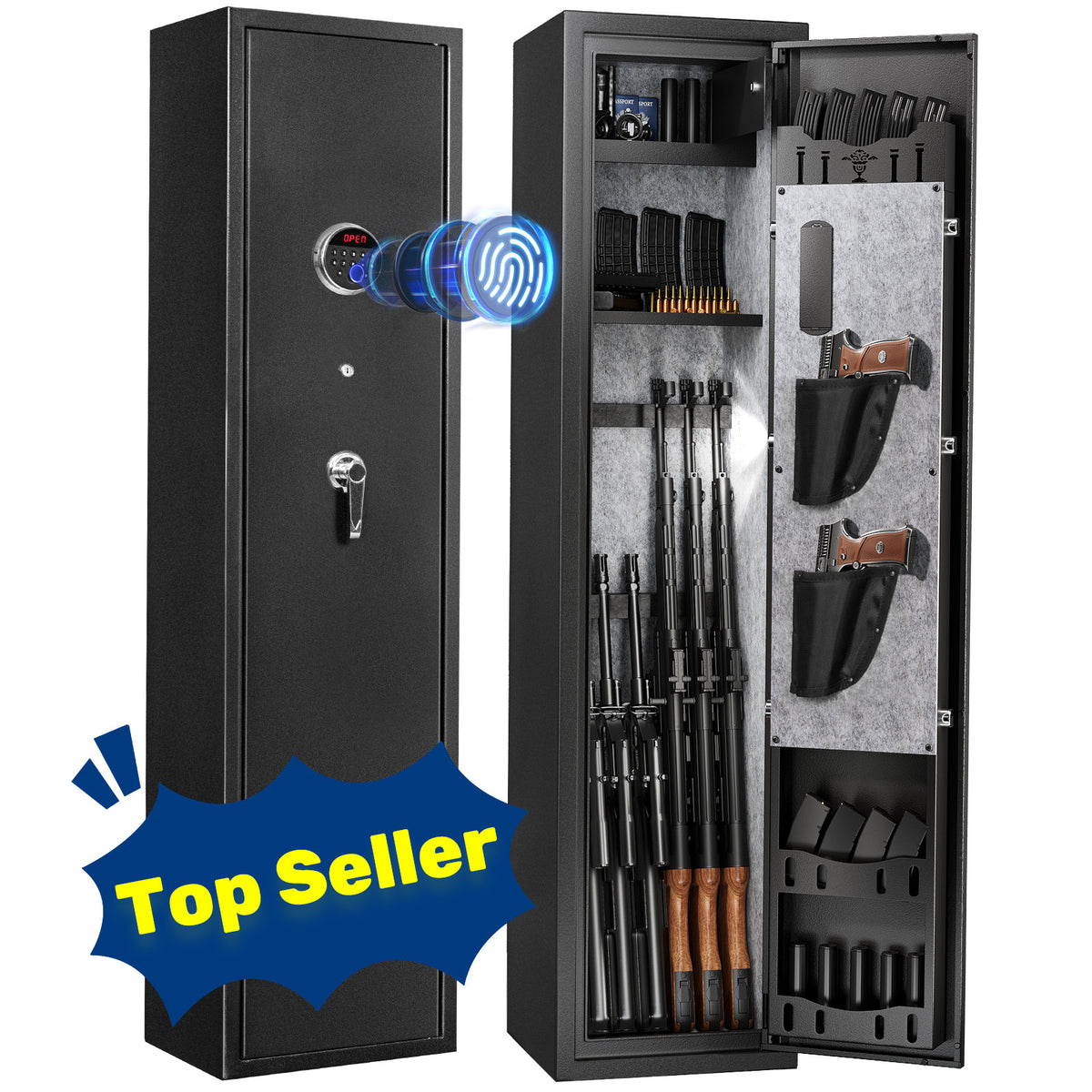 SF0106 Rifle Safe 6 Long Gun Cabinet Fingerprints