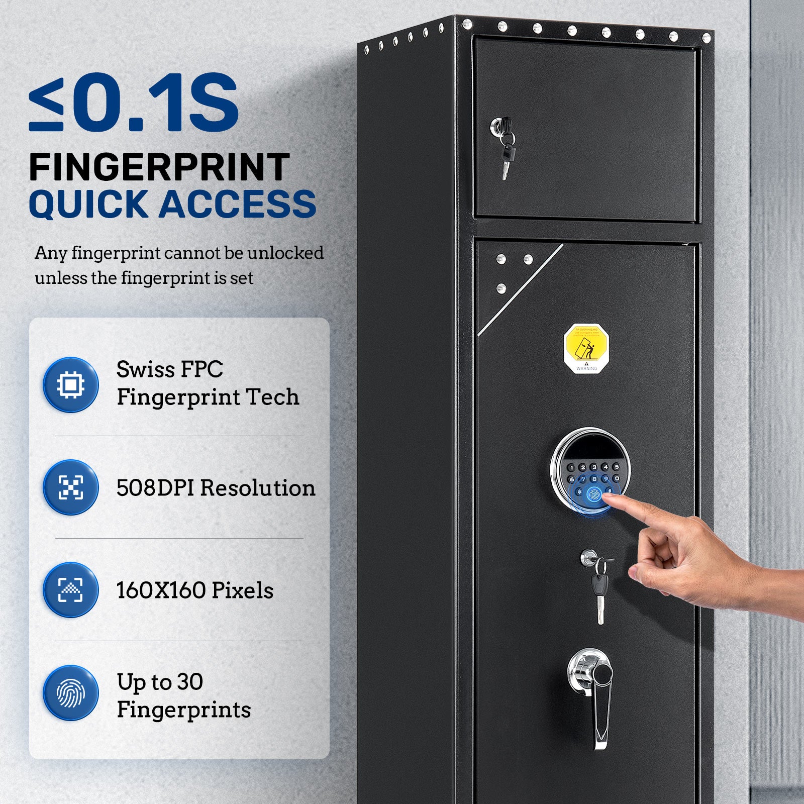 Rifle Safe, 6 Long Gun Fingerprints Separate Box - Blacksmith