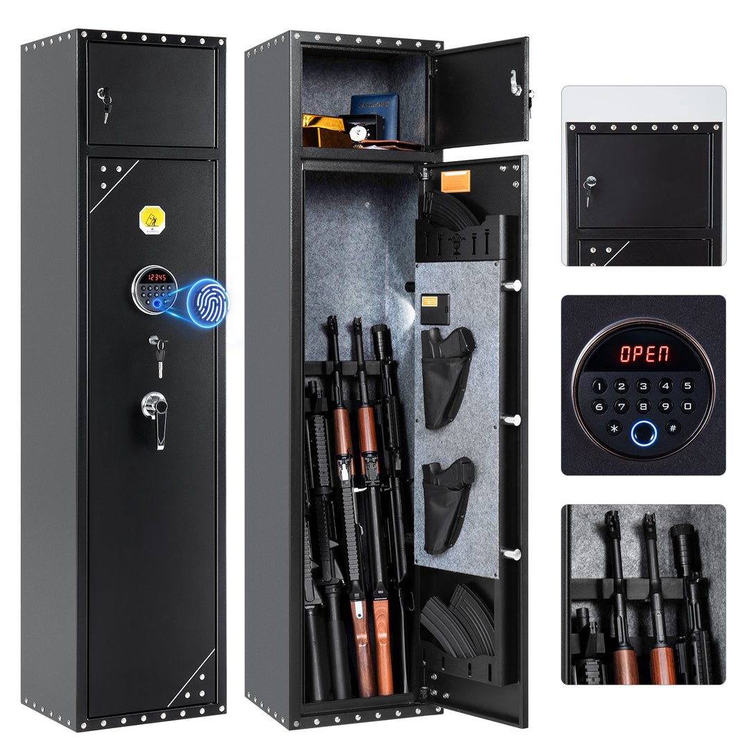 rifle-safe-6-long-gun-cabinet-fingerprints-separate-lockbox-front-view