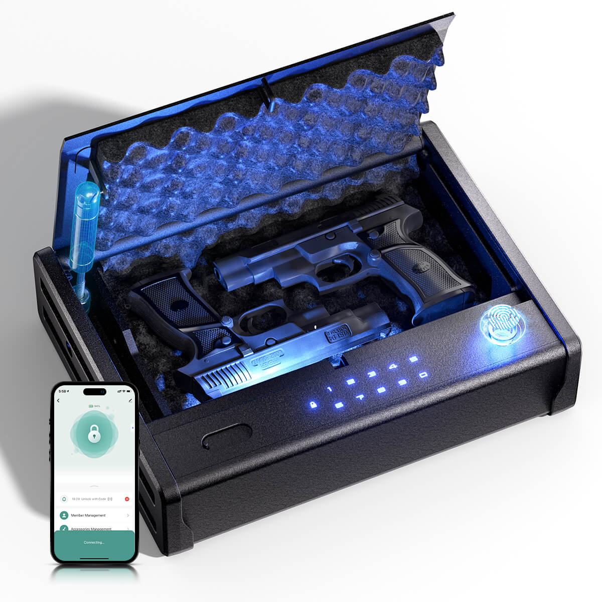 SF0201 Series Pistols Safe, Biometric Gun Box - Blacksmith