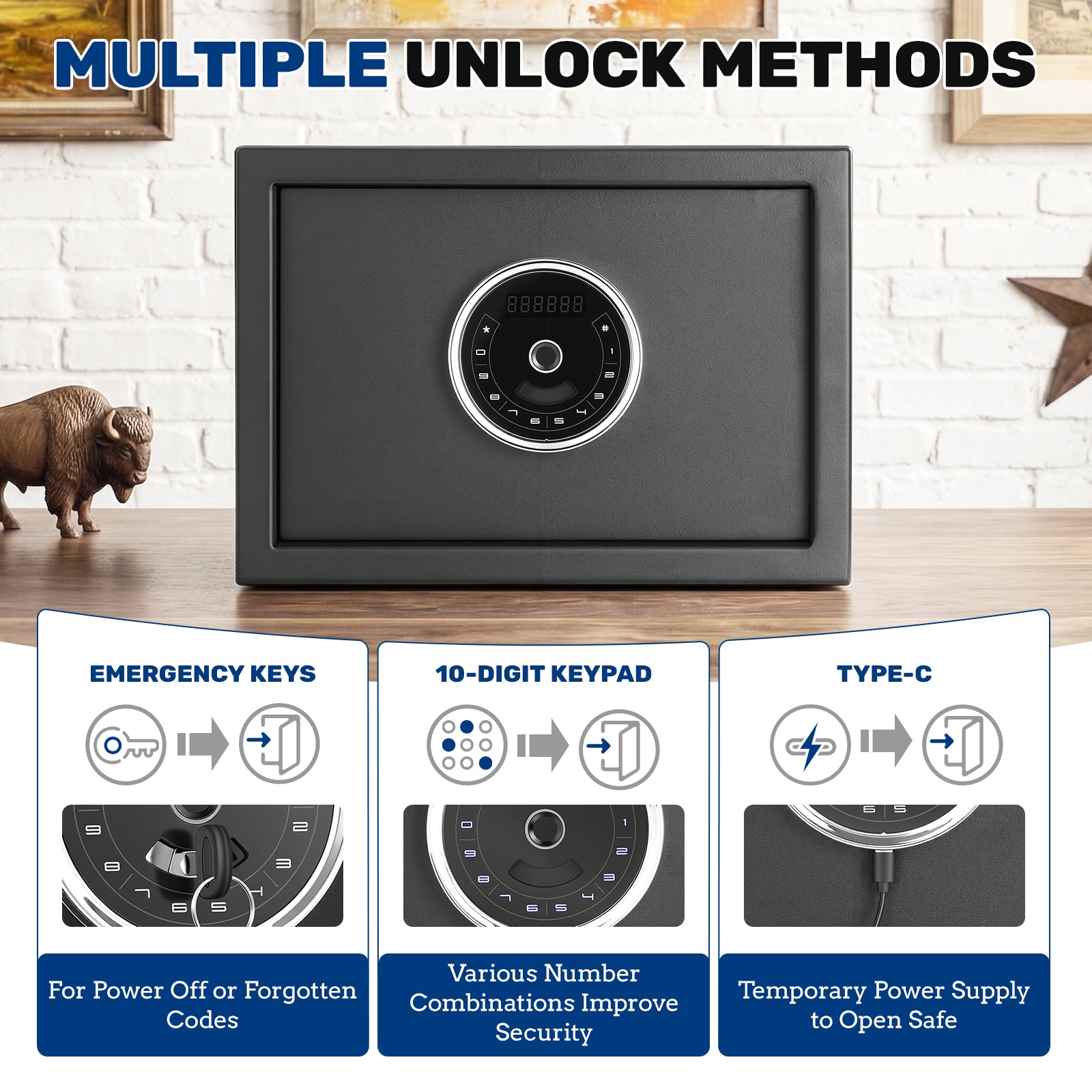 SF0502 Home Safe, Auto-Open 1.0 Cu Ft Biometric - Blacksmith