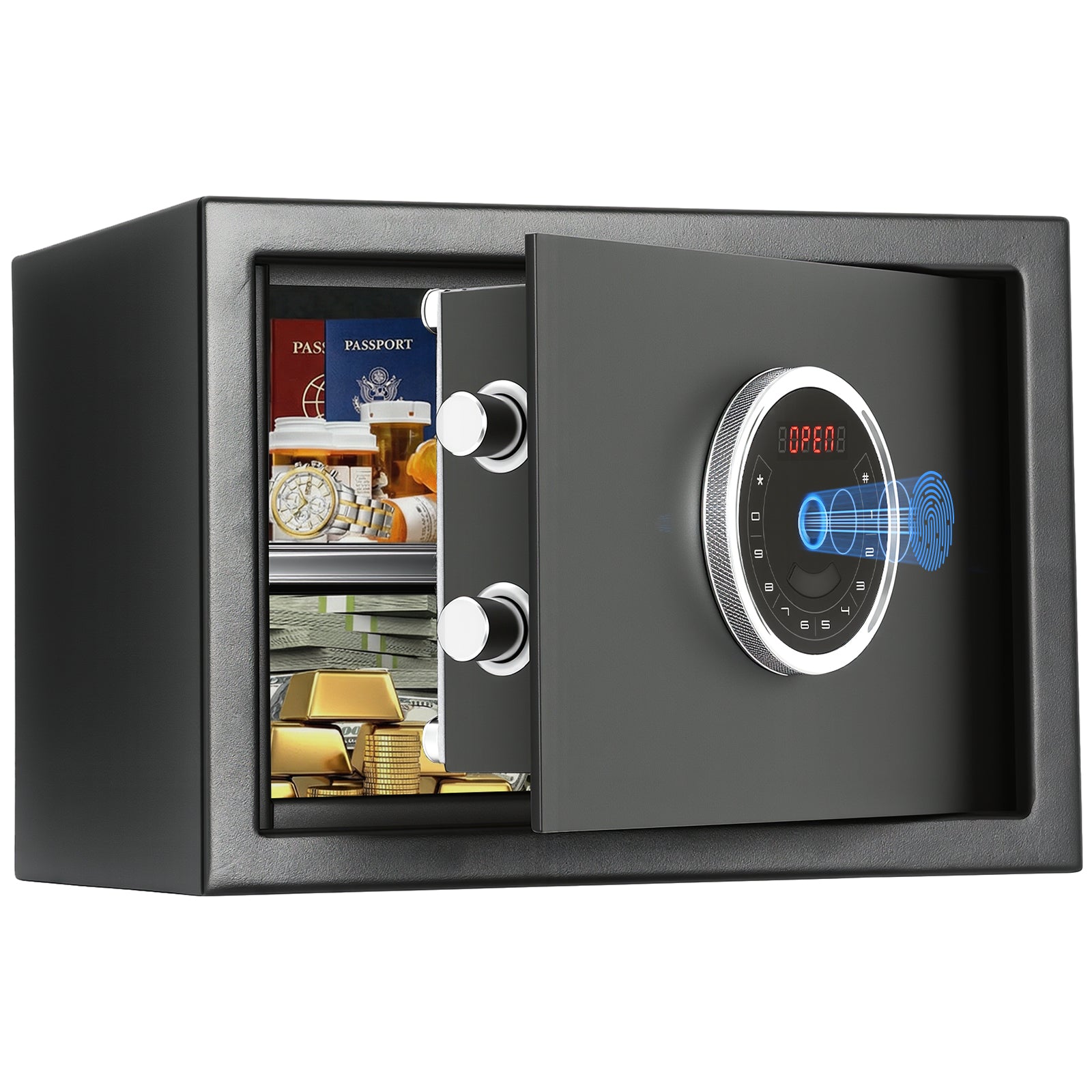 SF0502 Home Safe, Auto-Open 1.0 Cu Ft Biometric - Blacksmith