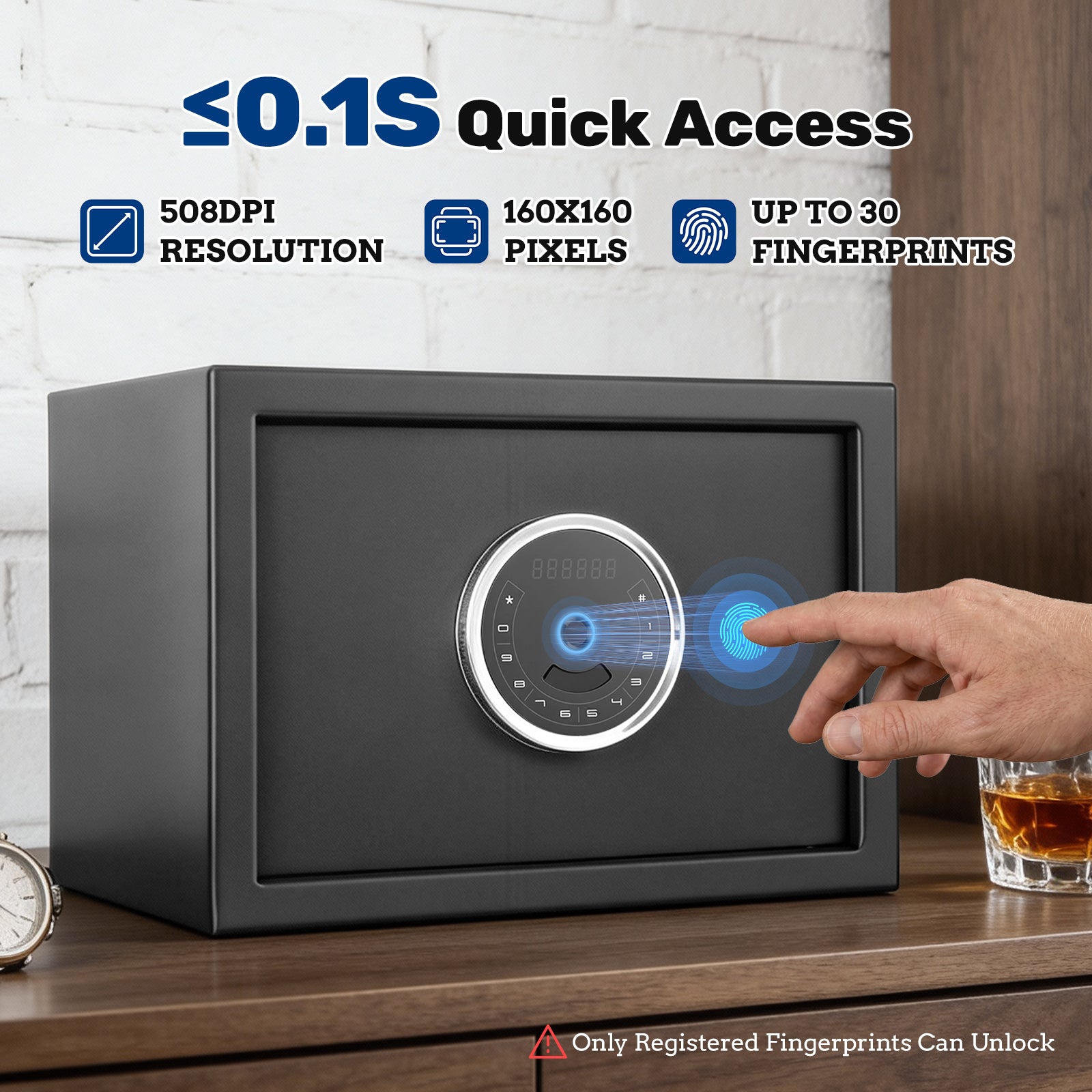 SF0502 Home Safe, Auto-Open 1.0 Cu Ft Biometric - Blacksmith