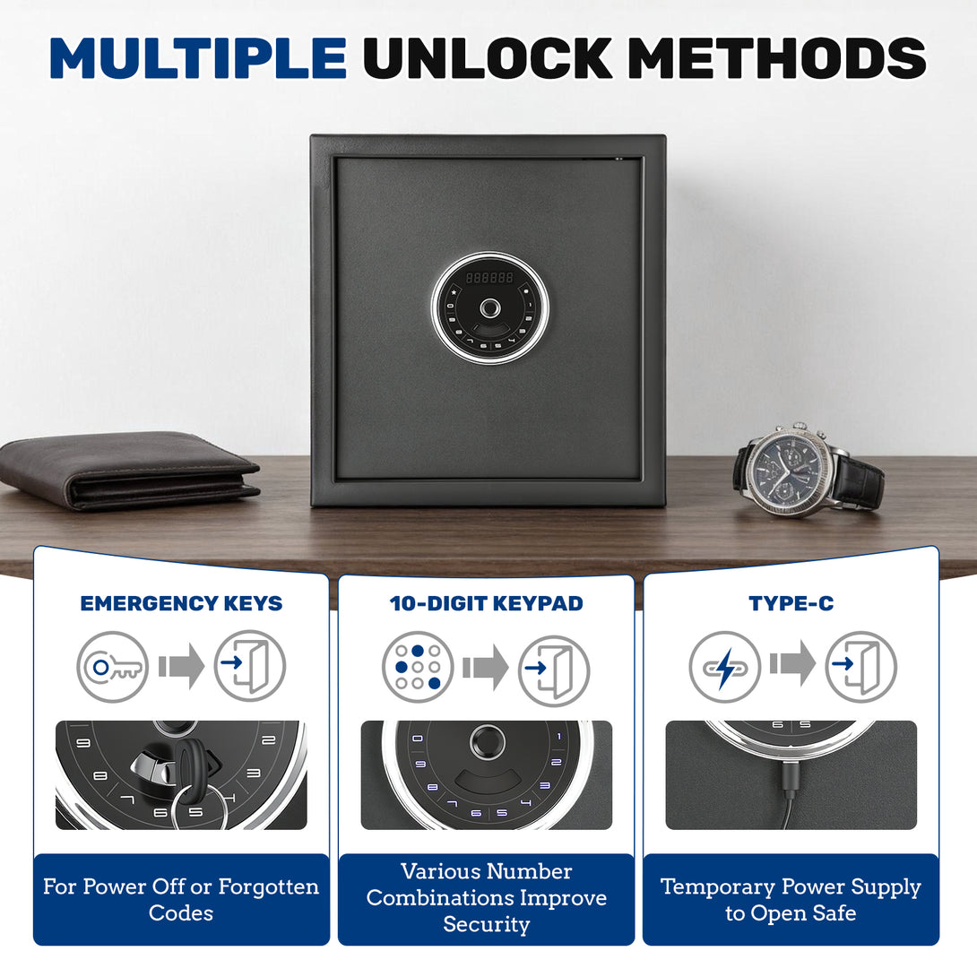 SF0503 Home Safe, Auto-Open 1.5 Cu Ft with Fingerprint- Blacksmith