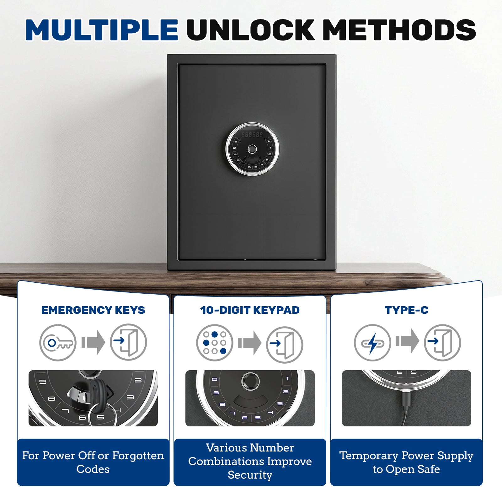 SF0505 Home Safe, Auto-Open 2.0 Cu Ft Fingerprint - Blacksmith