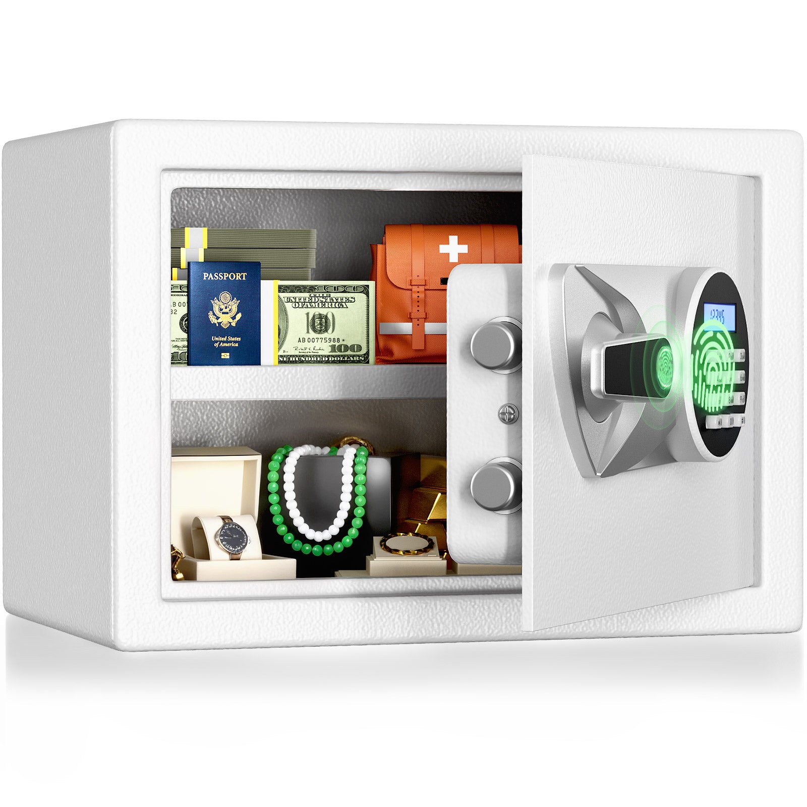 SF0602 Home Safe, 1.0 Cu Ft Fingerprint Alloy Steel Lock