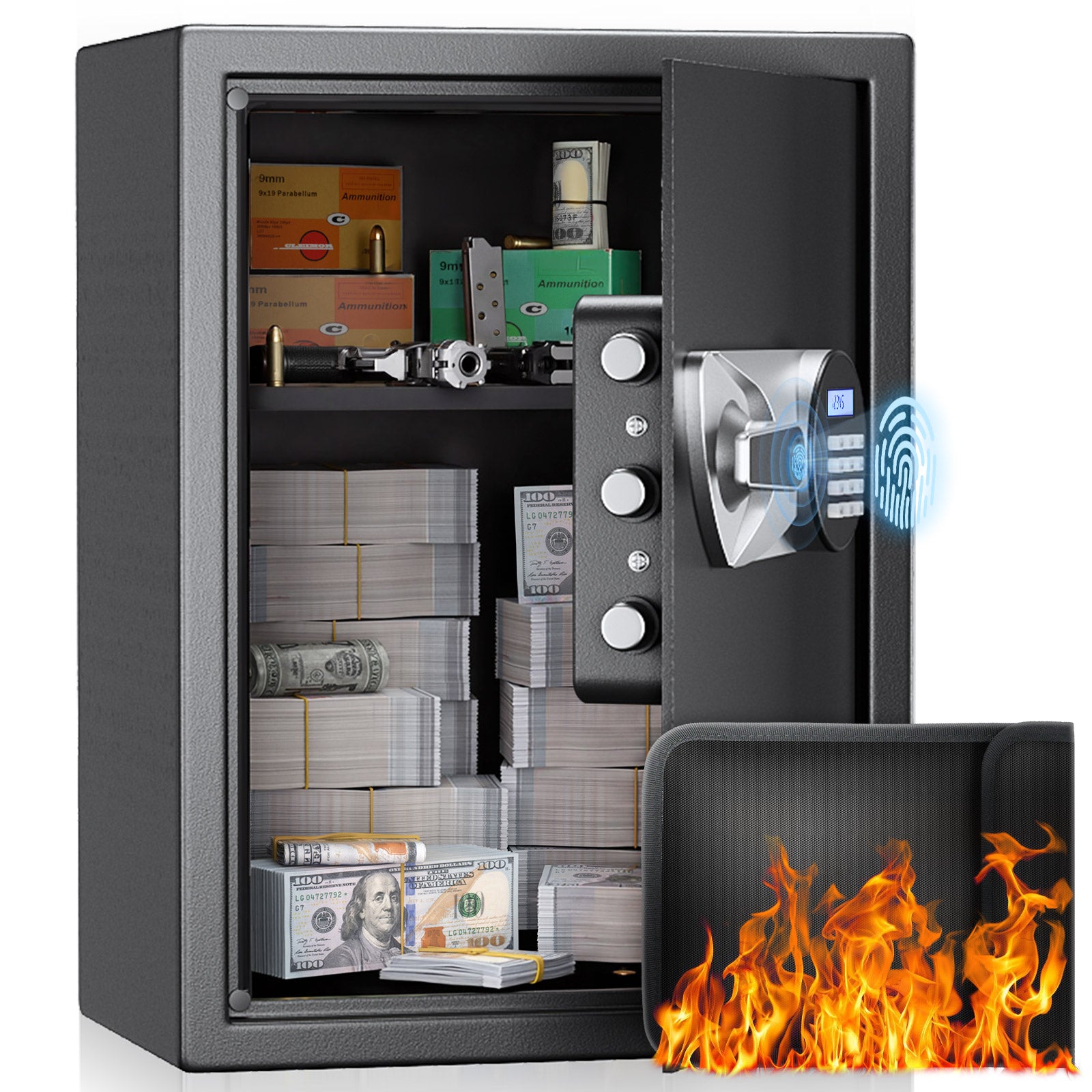 SF0605 Home Safe, 2.0 Cu Ft Fingerprint Keypad Unlock