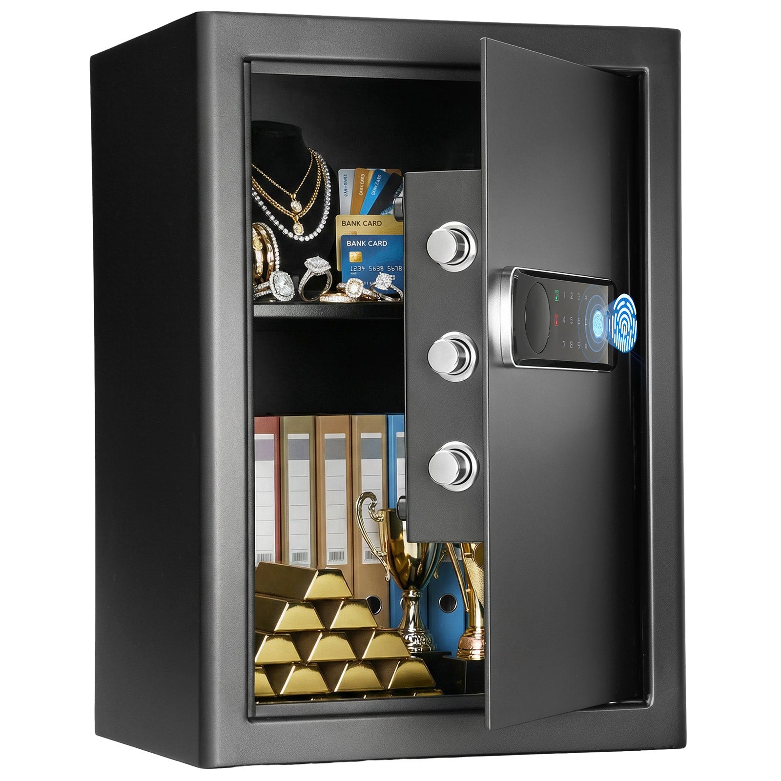 Fingerprint Lockable Box SF0704 Home Safe, 2.0 Cu Ft Hidden Knob Fingerprint - Blacksmith