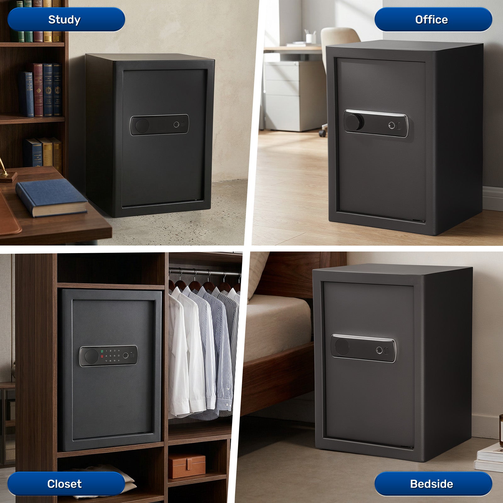 Fingerprint Lockable Box SF0704 Home Safe, 2.0 Cu Ft Hidden Knob Fingerprint - Blacksmith