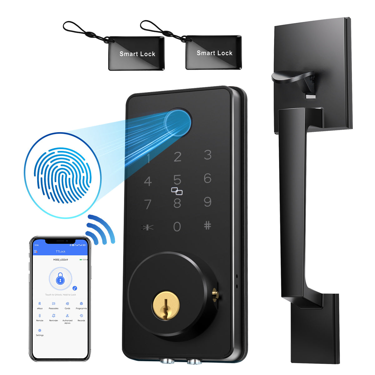 DL0102 Smart Door Lock, Fingerprint WiFi APP Handle Deadbolt
