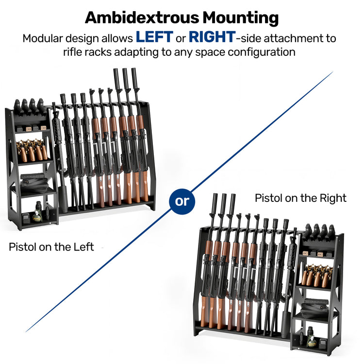 Gun Racks, 10 Rifle Floor Standing with Pistol Shelves - Blacksmith