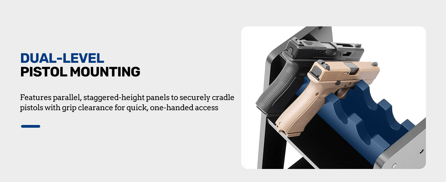 Gun Racks, 10 Rifle Floor Standing with Pistol Shelves - Blacksmith