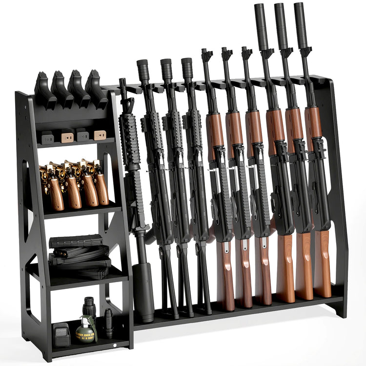 Lr Brand Rack Gun Racks, 10 Rifle Floor Standing with Pistol Shelves - Blacksmith