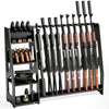 uwr-ma10-rifle-racks-10-long-gun-floor-standing-with-pistol-shelves-front-view