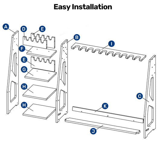 uwr-ma10-rifle-racks-10-long-gun-floor-standing-with-pistol-shelves-product-dimension