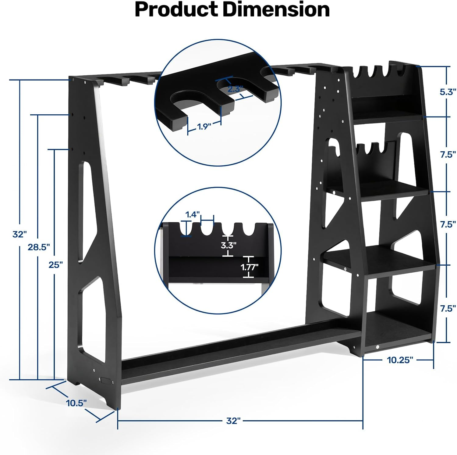 Gun Racks, 10 Rifle Floor Standing with Pistol Shelves - Blacksmith