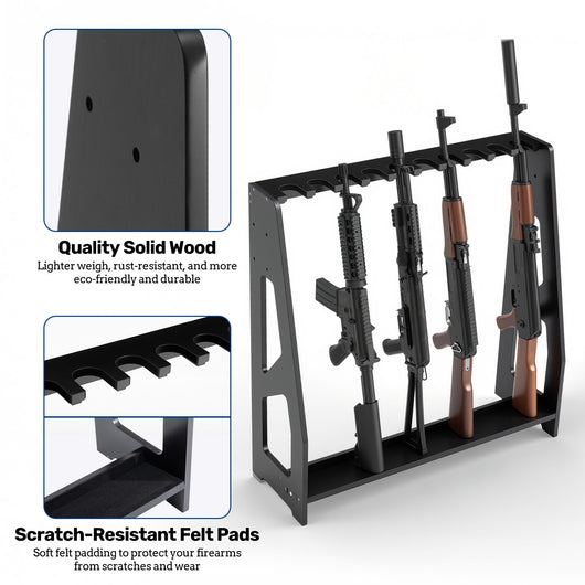 uwr-mb10-gun-racks-10-long-gun-wooden-standing-storage-adjustable-scratch-resistant-felt-pads