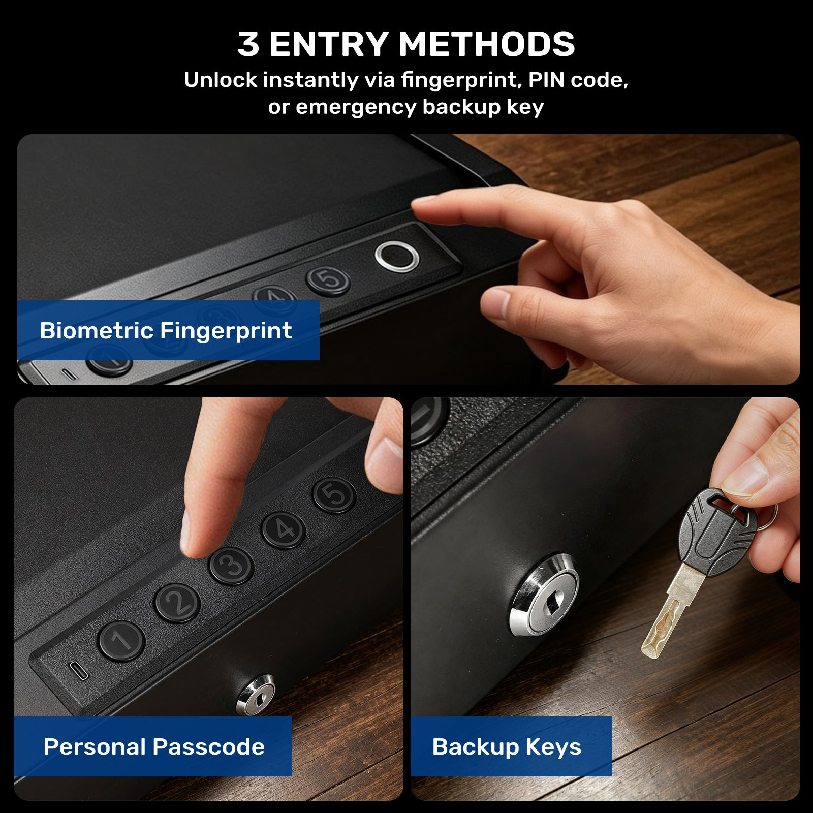 XH-T02 Pistol Safe, Portable Gun Box with Fingerprint - Blacksmith