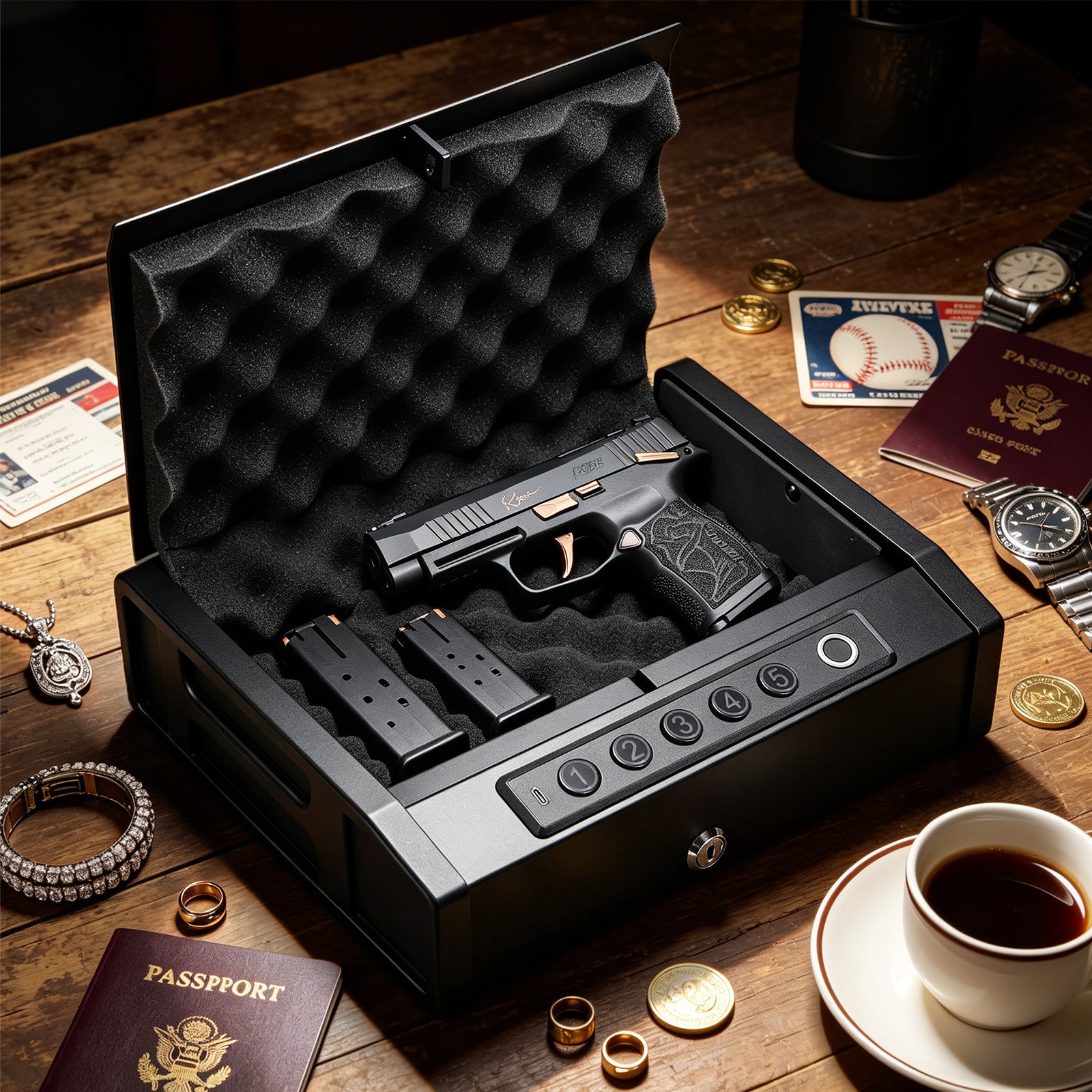 XH-T02 Pistol Safe, Portable Gun Box with Fingerprint - Blacksmith