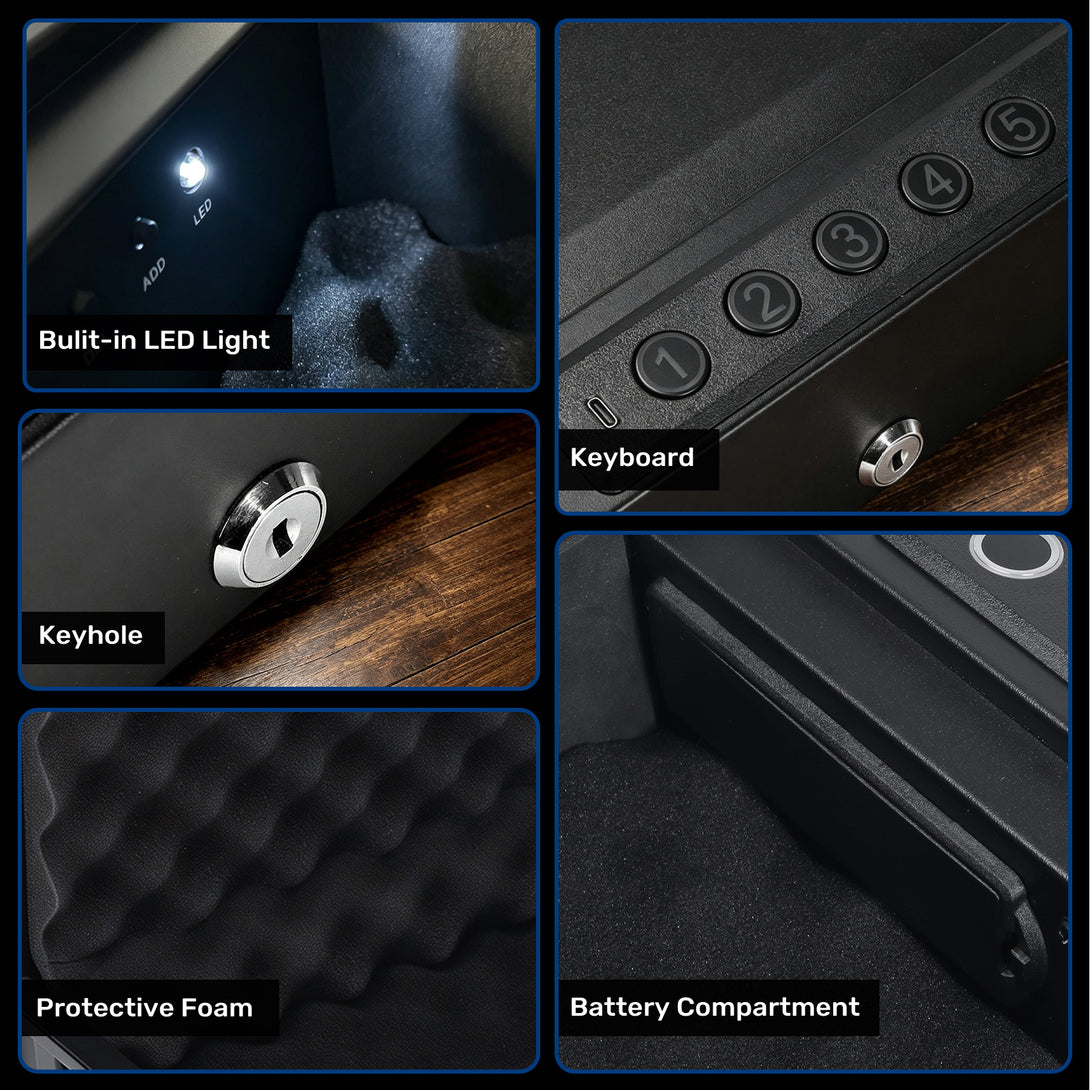 XH-T02 Pistol Safe, Portable Gun Box with Fingerprint - Blacksmith
