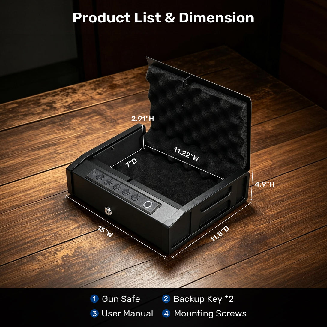 XH-T02 Pistol Safe, Portable Gun Box with Fingerprint - Blacksmith